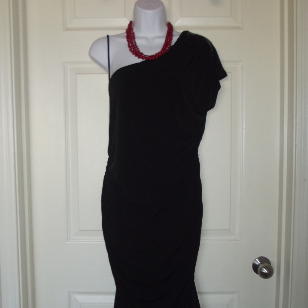 Enfocus Studio Black One Shoulder Sequin Dress